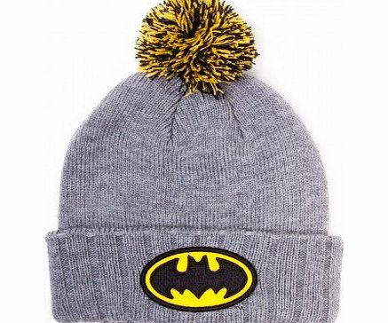 Batman Logo Beanie Bobble Hat (Grey)