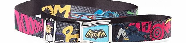 Batman Merchandise  BT0S9JBTM DC COMICS BATMAN Classic Comics Artwork Airplane Trousers Belt 120cm Large Black (BT0S9JBTM) - ( Clothing amp; Accessories Mens)