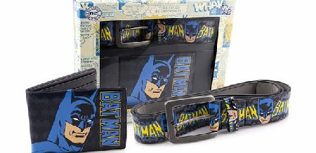 BATMAN Printed PU Belt and Wallet Gift Set