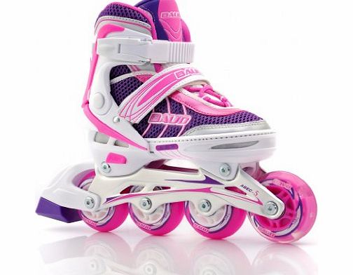 BAUD Pink Leisure inline roller skates for children/ Skating beginners/boys and girls UK Size 13-2.5