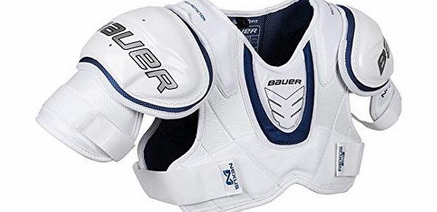 Bauer Nexus 4000 Ice Hockey Shoulder Protectors (White-Blue, Senior _ Large)