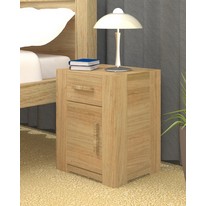 Baumhaus Atlantic Solid Oak 1 Door 1 Drawer Bedside Cabinet