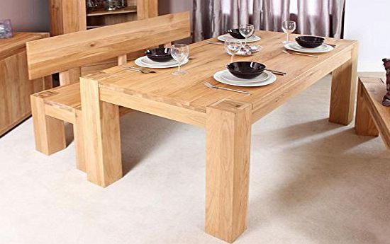 Baumhaus Atlas Oak Solid 5ft Dining Table, Size: H 75cm, W 90cm, D 153cm