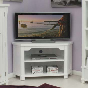 Baumhaus Hanford White Solid Ash Corner TV Unit