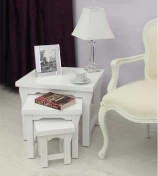 Baumhaus Hanford White Solid Ash Nest of Tables