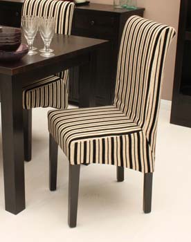 Baumhaus Kahla Solid Ash Stripe Upholstered Dining Chair