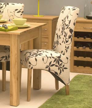 Baumhaus Maban Solid Oak Floral Upholstered Dining Chair