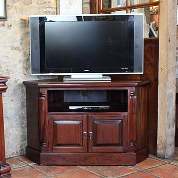 Baumhaus Rococa Solid Mahogany Corner TV Unit