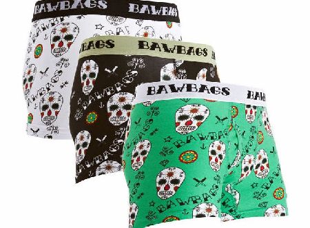 Bawbags Mens Bawbags 3 Pack Day Of The Dead Underwear -