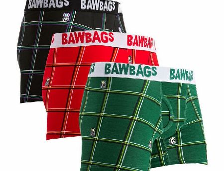 Bawbags Mens Bawbags 3 Pack Tartan Boxers - Multi