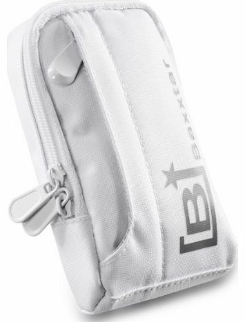 Baxxtar  Smartbag White bag case with convenient belt loop and shoulder strap for -- Kodak PlaySport Zx5 Zx3 -- Flip Ultra HD II III -- Toshiba Camileo S20 S30 -- Samsung W200 -- Nikon CoolPix S800c S1