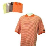 Confidence Mens Stripe Polo Golf Shirt - Orange/White , XL