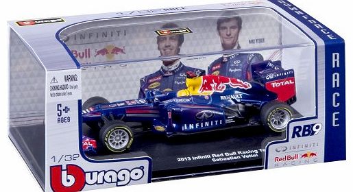 Bburago Formula 1 Red Bull Racing Team 2013 Sebastian Vettel F1 Car RB9 1.32 Scale Diecast Model