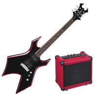 Bc Rich Red Bevel Electric Guitar Warlock Pack