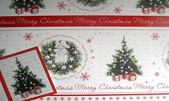 BCBGMAXAZRIA 2 SHEETS OF CHRISTMAS, XMAS TRADITIONAL CHIRSTMAS WRAPPING PAPER - GIFT WRAP amp; 1 GIFT TAG - CHRISTMAS TREE