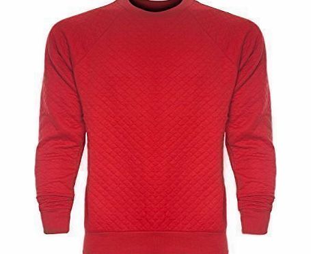 Mens Quilted Designer Fleece Knitted Leather Elbow Patches Jumper Sweatshirt Top
