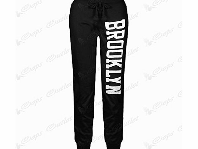 Be Jealous New Womens Brooklyn Joggers Gym Full Lenght Trousers Jog Buttoms Black - New Girls Sexy Sports Stretchy Track S/M (UK 8/10)