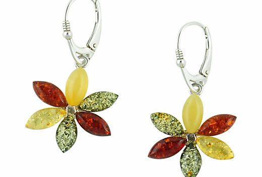 Be-Jewelled Flower Design Drop Earrings, Multi