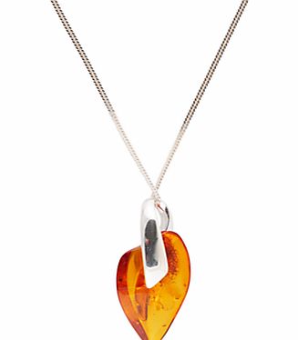 Be-Jewelled Heart Style Amber Pendant, Cognac