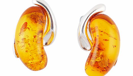 Be-Jewelled Kidney Shape Stud Earrings, Cognac