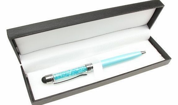 BeadBonkersUK Blue Executive Ballpoint Pen/Stylus With Crystals and Gift Box Perfect Professional Present - Suitable for Touch Screen Devices Including: Tablet, Smartphone, iPad and iPhones