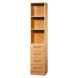 Beamed ` Executive Narrow Bookcase with Drawers -