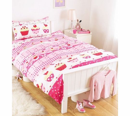 Beamfeature Cupcakes Girls Pink Single Bed Duvet Set