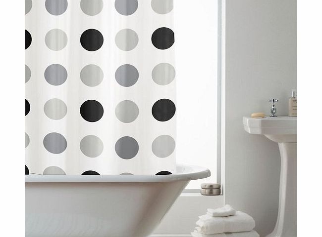 Beamfeature PEVA Shower Curtain Mono Spots Grey/Black