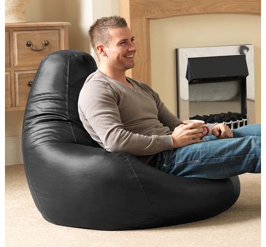 Gaming Bean Bag Designer Recliner BLACK Faux Leather - Extra Large Beanbag Chair