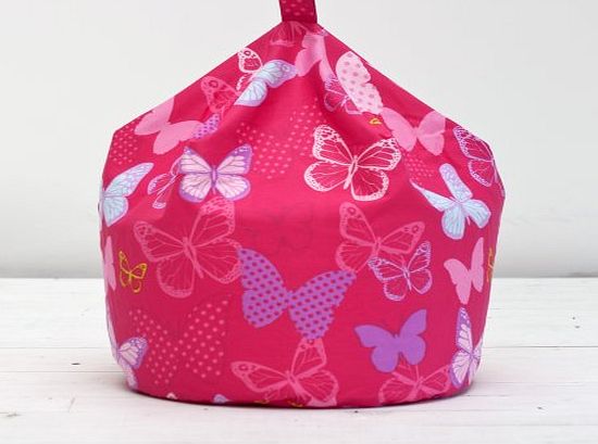 Large Childrens Kids Cotton Butterflies Pink Chair Beanbag Bean Bagwith Beans