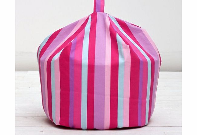 XL Childrens Pink Blue Stripe Chair Seat Cotton Beanbag Bean Bag with Beans