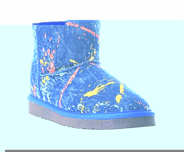BeanFashion Ladys Closed Round Toe Low Heel Denim Short Plush Boots with Assorted Colors, Darkblue, 3.5 UK