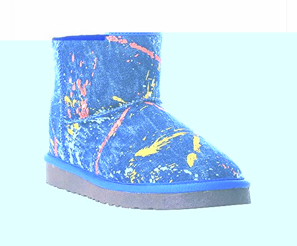 BeanFashion Ladys Closed Round Toe Low Heel Denim Short Plush Boots with Assorted Colors, Darkblue, 3.5 UK