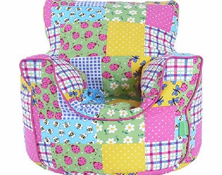 BeanLazy Cotton Patchwork / Ladybird Bean Bag Arm Chair with Beans