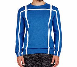 Blue cotton and wool blend jumper