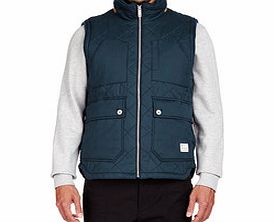 Navy cotton blend quilted gilet