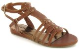 Platino `Maximus` Ladies Gladiator Style Flat Sandal Shoes - Tan - 5 UK