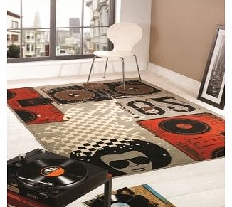 Retro Funky Beat Box rug. Boys rock 120x160cm Music UK MAINLAND POSTAGE ONLY