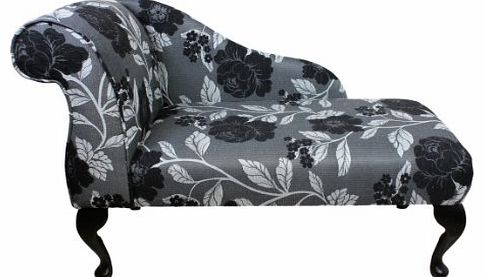Beaumont 41`` Mini Chaise Longue in a Fabulous Floral Diamante grey and black floral fabric