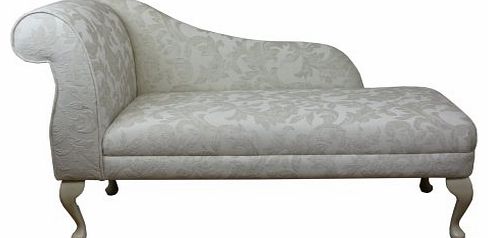 Beautiful 52`` Chaise longue in a floral ivory / cream jaquard chenille