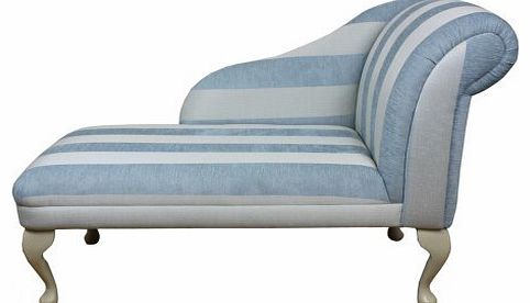Beaumont Beautiful Chaise Longue in Duck Egg Blue Stripe 45``
