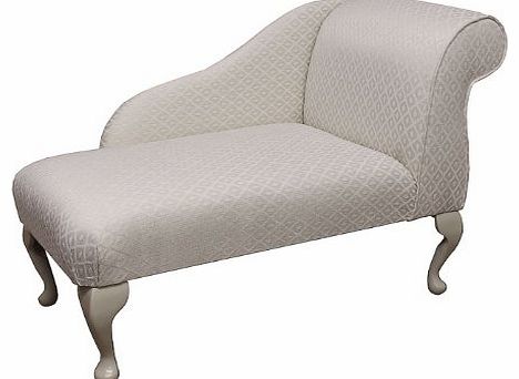 Beaumont Gorgeous Mini Chaise Longue in an Ivory / Oyster Diamond Chenille Damask