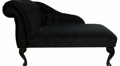 Gorgeous Deep Buttoned Mini Chaise Longue in a Noir Black Pimlico fabric