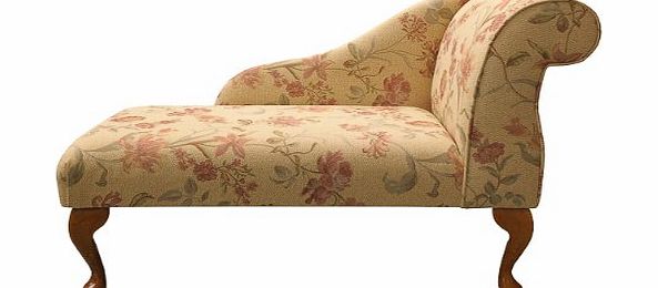 Beaumont Home Furnishings Gorgeous Mini Chaise Longue in a Floral Gold, Red amp; Green fabric