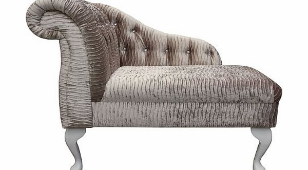 Beaumont Small Chaise Longue in a Camel Rippled Chenille Fantasia Fabric