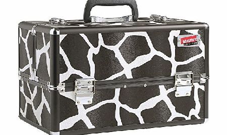 Professional Large Black Animal Print Aluminium 8 compartment Beauty Box Cosmetics & Make Up Case