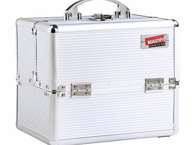 Beautify Professional Stylish Small Silver Aluminium Beauty Box Cosmetics amp; Make Up Case