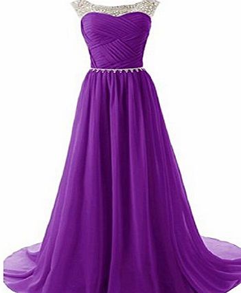 Beauty-Emily Spaghetti Brush Crystal Wedding Evening Dresses Color Purple,Size 14