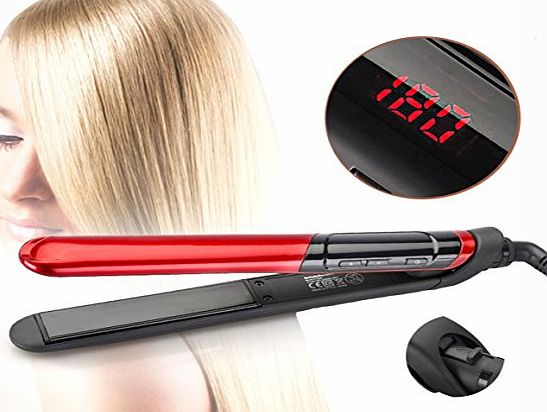 Beauty Nymph Multifunctional Styler Roll Straight Dual-use Digital Thermostat Systemic Anti-scald Professional Beauty Hair Straightener (Red)