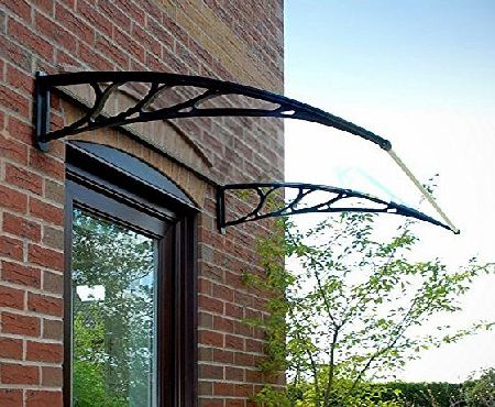 Beauty4Less Door Canopy Opaque Corrugated Awning Shelter Roof Front Back Porch Outdoor Shade Patio Black